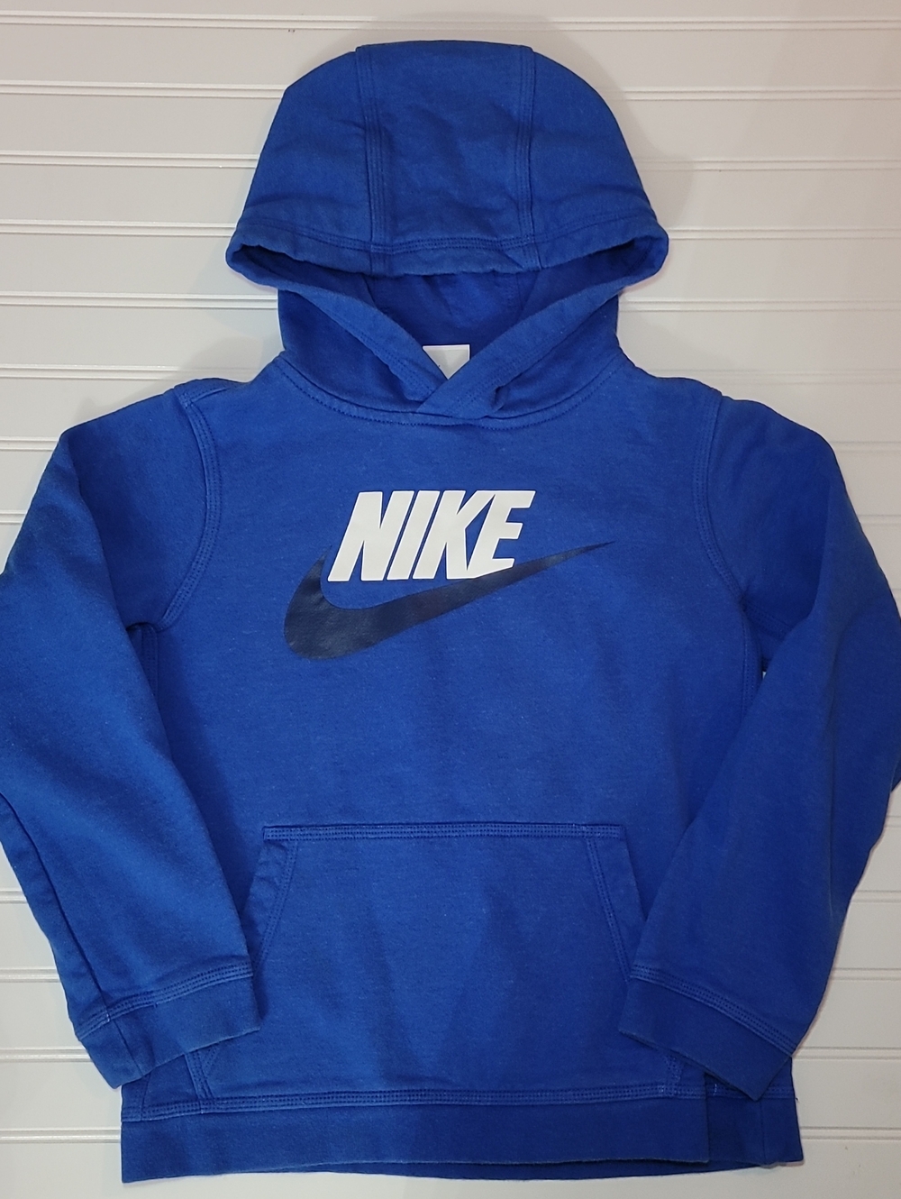Nike Blue Hoodie with White Logo and Black Swoosh
